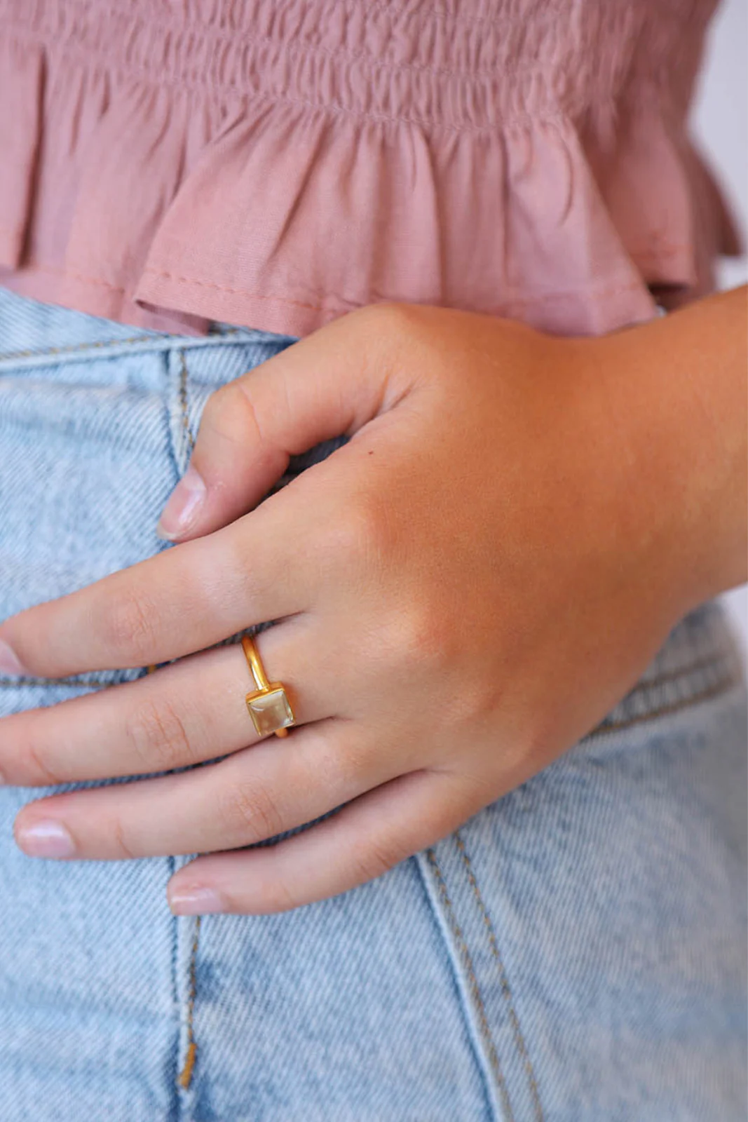 Lemon Quartz Jolie Square Ring - Image 3