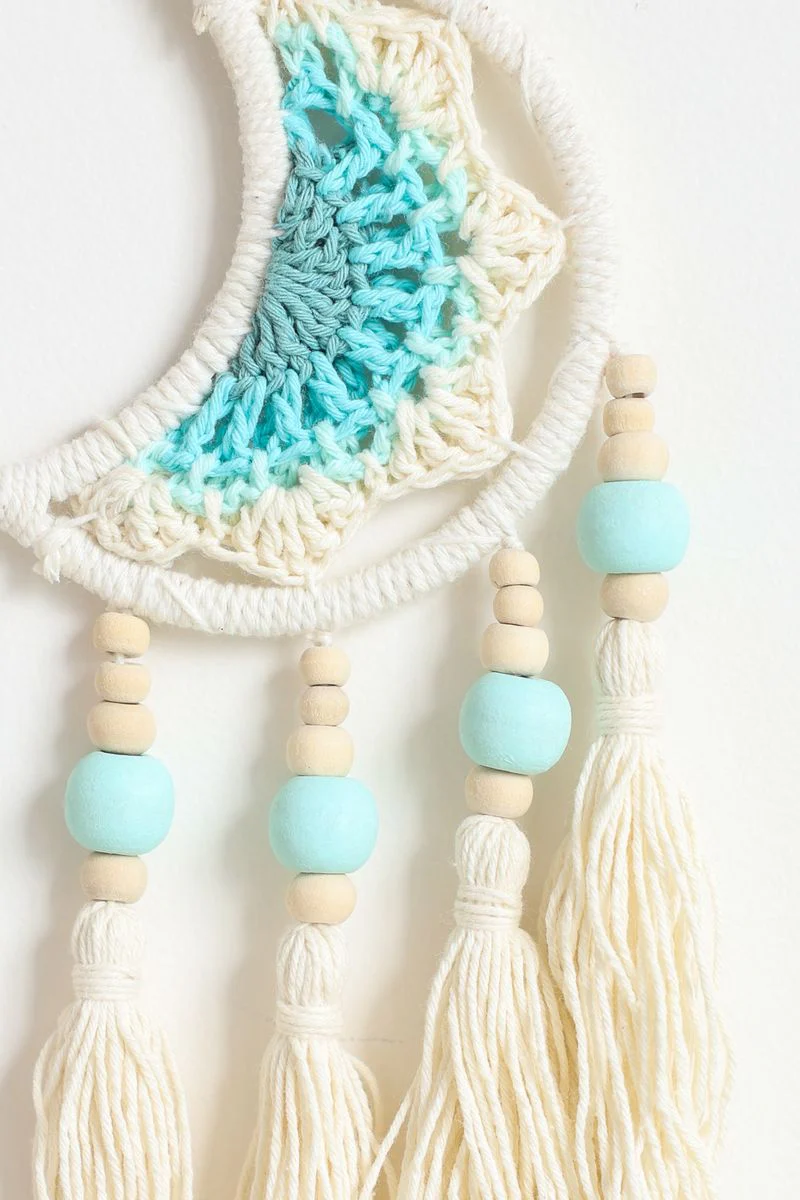 Turquoise Moon Tassel Small Wall Hanging - Image 3