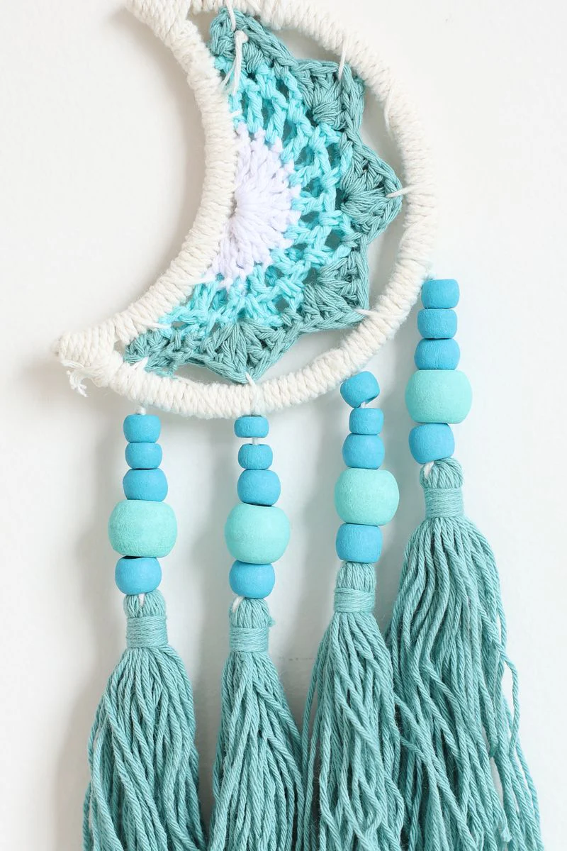 Teal Moon Tassel Small Wall Hanging - Image 3