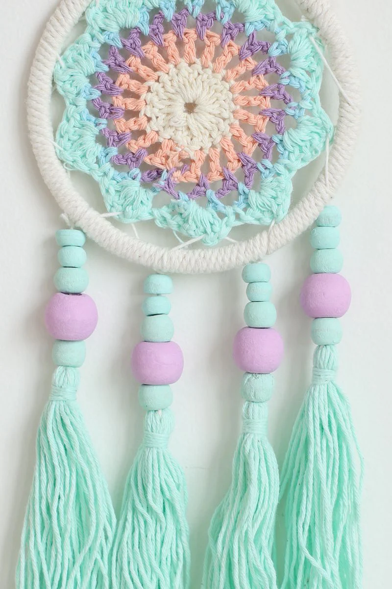 Aqua Tassel Macrame Wall Hanging - Image 3