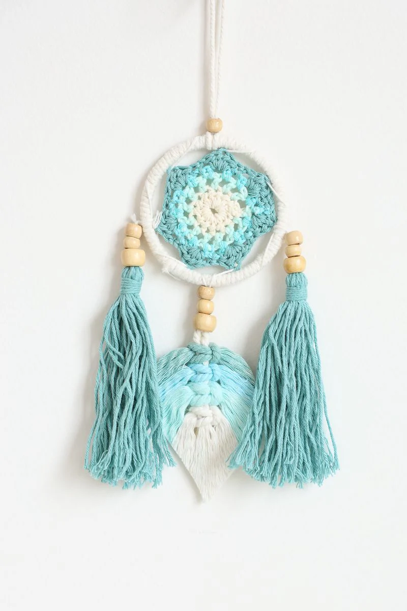 Teal Macrame Wall Hanging - Image 3